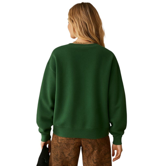 Altar’d State Happy Face Terry Crewneck Sweatshirt Green Retro Y2K Sz S - Picture 13 of 13